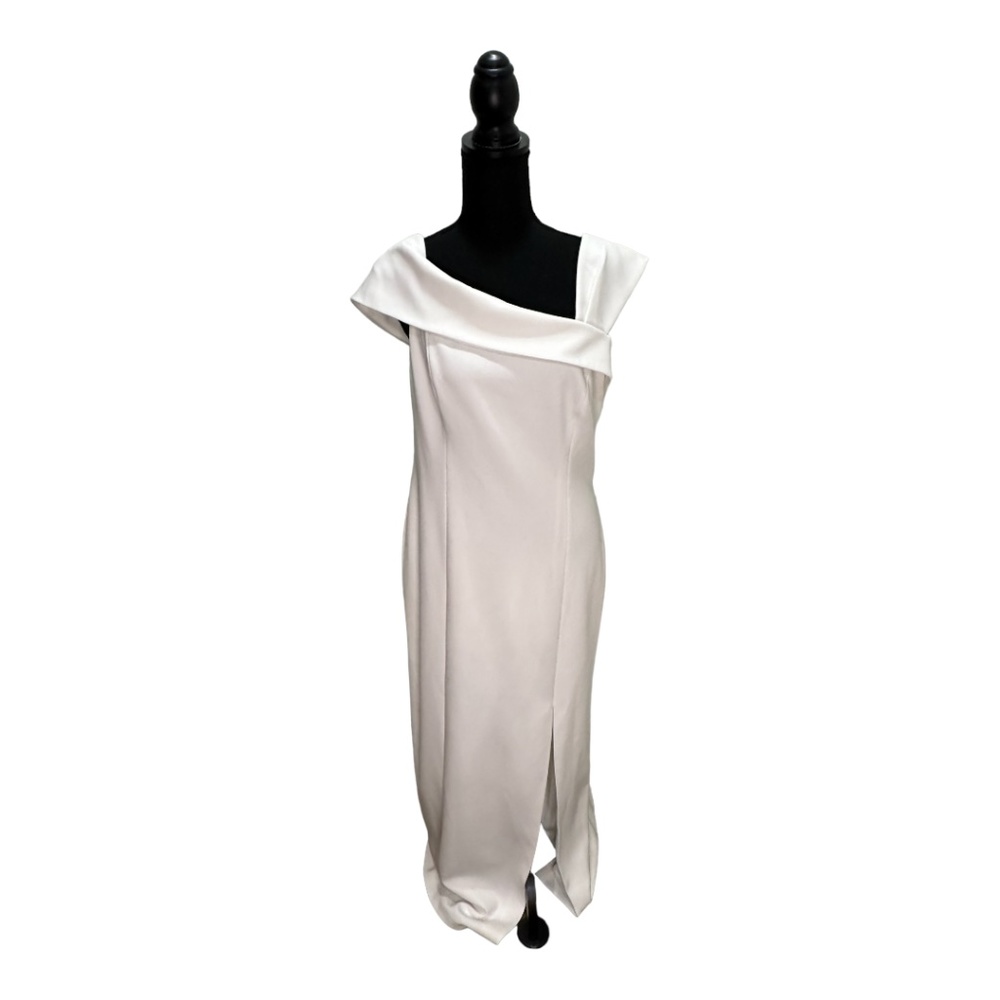 PLUS Vince Camuto Off-White Asymmetric One-Shoulder Dress size 14
